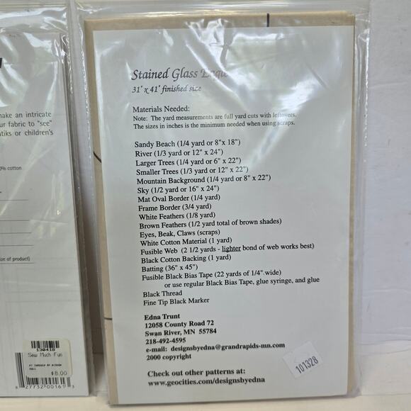 Patch Works Through My Window Designs by Edna Stained Glass Eagle Quilt Patterns - Picture 5 of 5